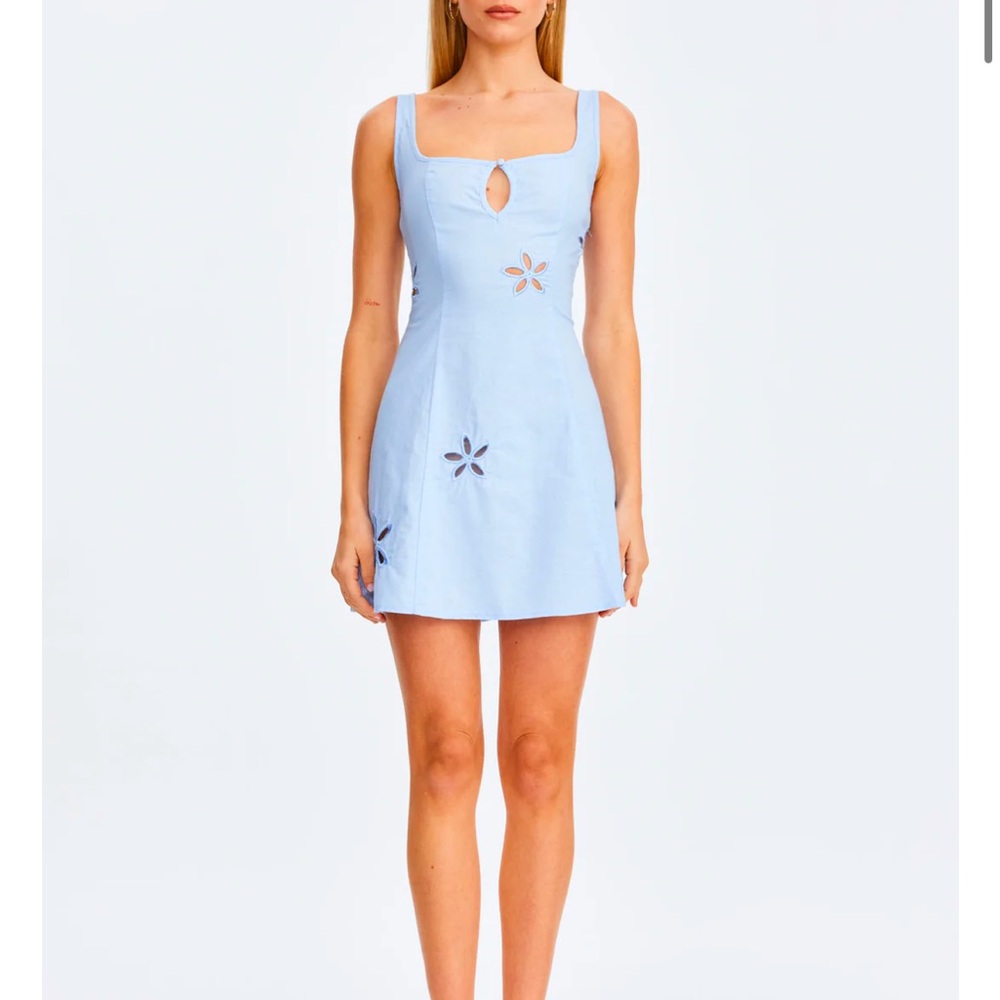 Chic Light Blue Cut-Out Mini Dress